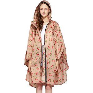 Rain Poncho for Women Adults Unisex Hooded Zipper Raincoat Waterproof Reusable